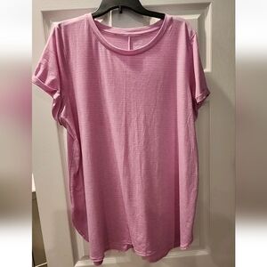 Womens Plus Tek Gear DryTek Rolled Short Sleeve Pink Hydrangea Size 1x